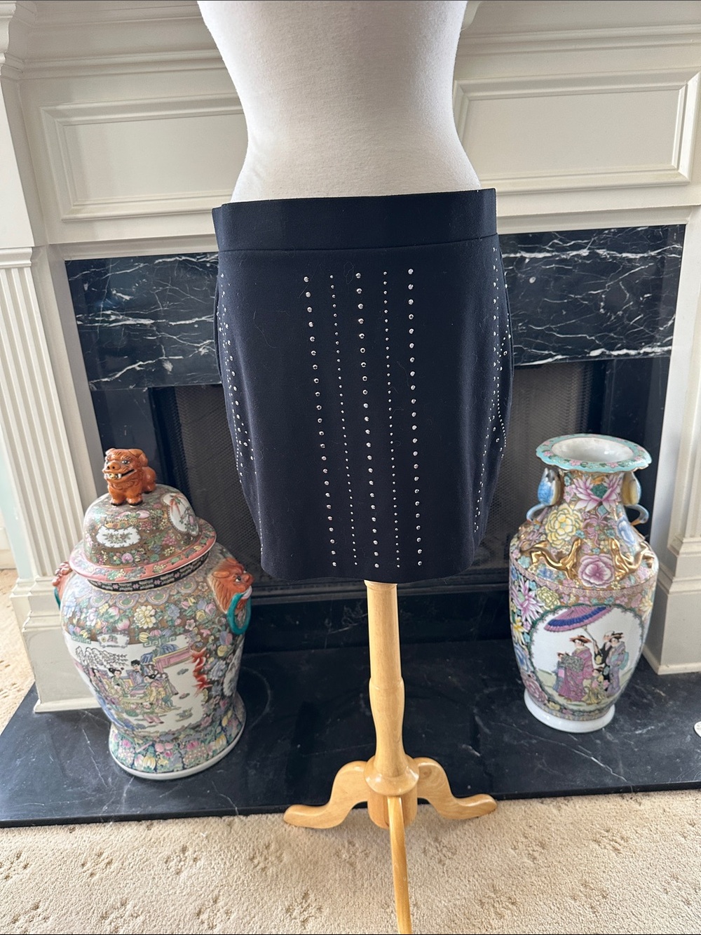 Rock & Republic Black Mini Skirt with Silver Stud Details